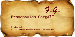 Francsovics Gergő névjegykártya